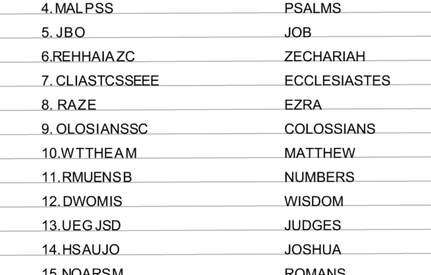 Free Printable Bible Word Scramble Puzzles