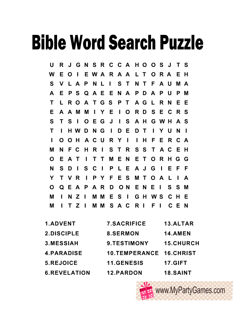 Bible Word Search Printable For Adults