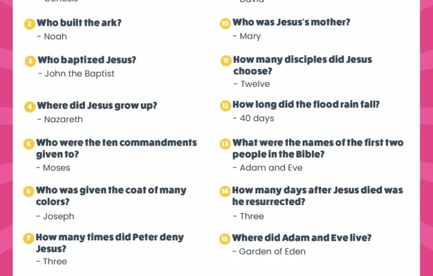 Free Printable Easy Bible Trivia For Kids Favorite Printables