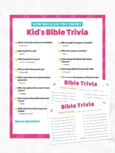 Free Printable Easy Bible Trivia For Kids Favorite Printables