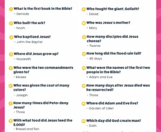 Free Printable Easy Bible Trivia For Kids Favorite Printables