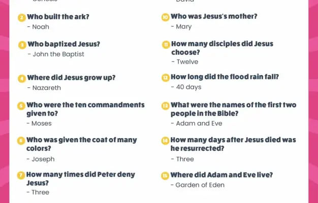 Free Printable Easy Bible Trivia For Kids Favorite Printables