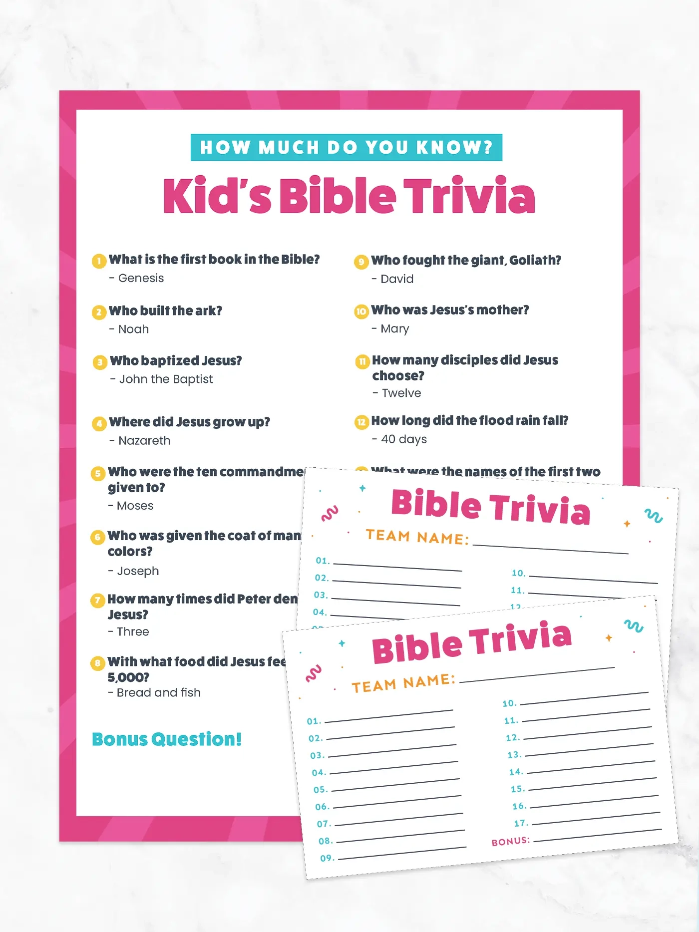 Free Printable Easy Bible Trivia For Kids Favorite Printables
