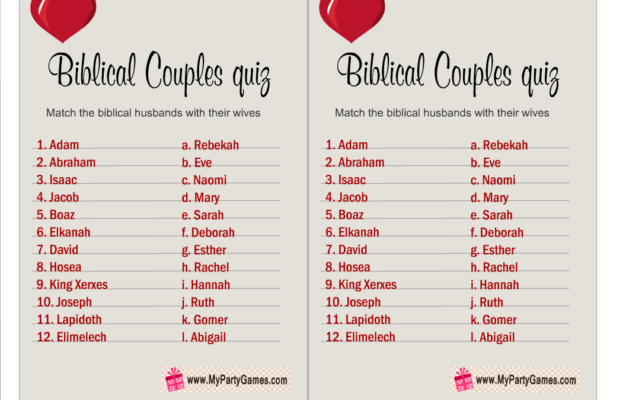 Free Printable Match The Biblical Couple Game