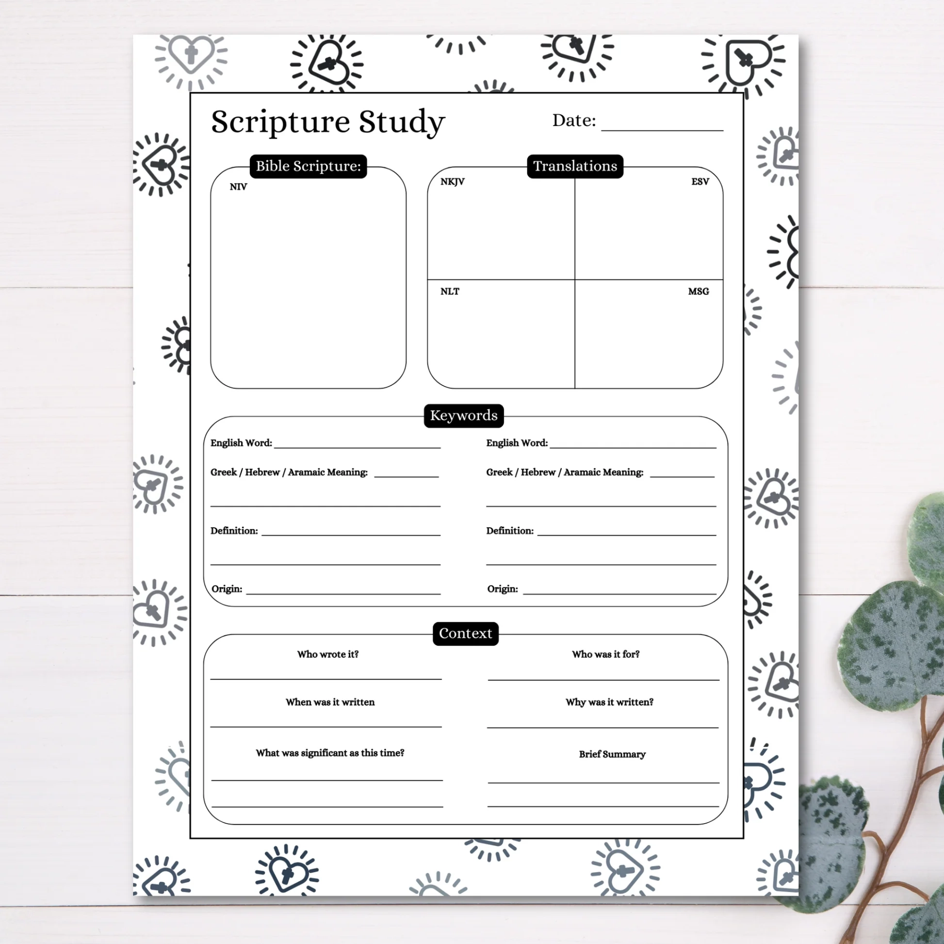 Free Printable Scripture Study Worksheet PDF Digitals And Downloads
