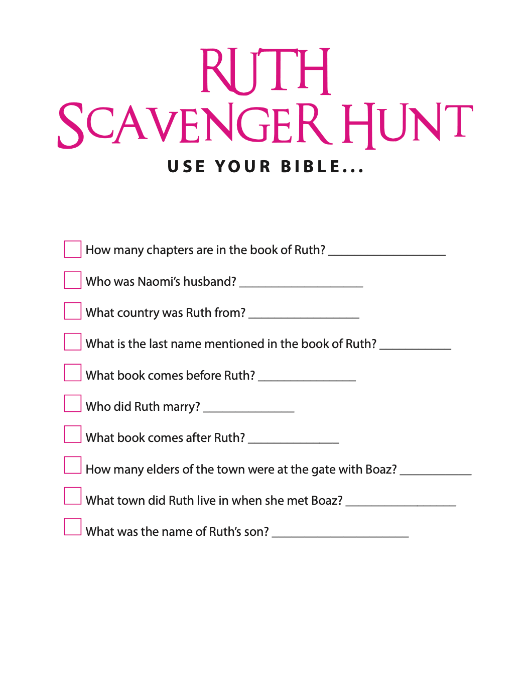 Children's Bible Games Printable