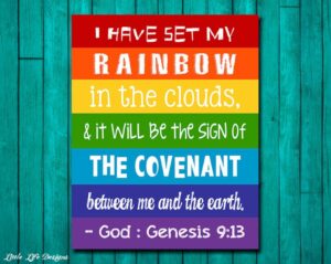 Genesis 9 13 God s Rainbow God s Promise Christian Wall Art Sunday School Decor Church Decor Christian Playroom Wall Art Bible Verse Etsy