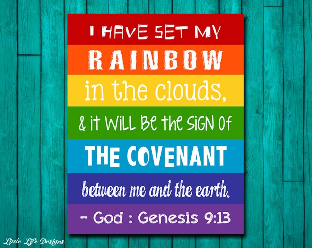 Genesis 9 13 God s Rainbow God s Promise Christian Wall Art Sunday School Decor Church Decor Christian Playroom Wall Art Bible Verse Etsy