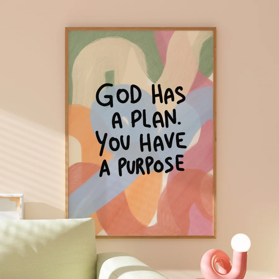 God Has A Plan Christian Wall Art Cute Bible Verse Print Wall Art Prints Wallify