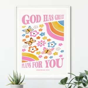 God Has Great Plans For You Retro Floral Christian Cheerfully Given
