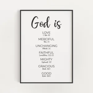 God Is Bible Verse Affirmations Printable Wall Art Attributes Of God Digital Print Christian Nursery Decor Minimalist Scripture Art Etsy