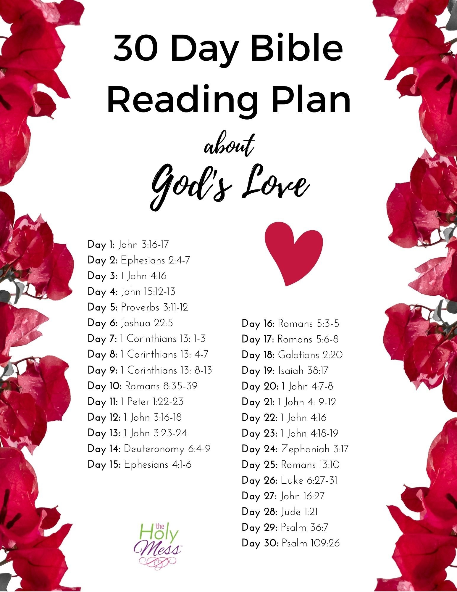 God Is Love 30 Day Bible Reading Plan Printable