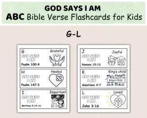 God Says I Am ABC Bible Verses Flash Cards For Kids Sunday School And Homeschool Activities Scripture Learning Memory For Children Etsy