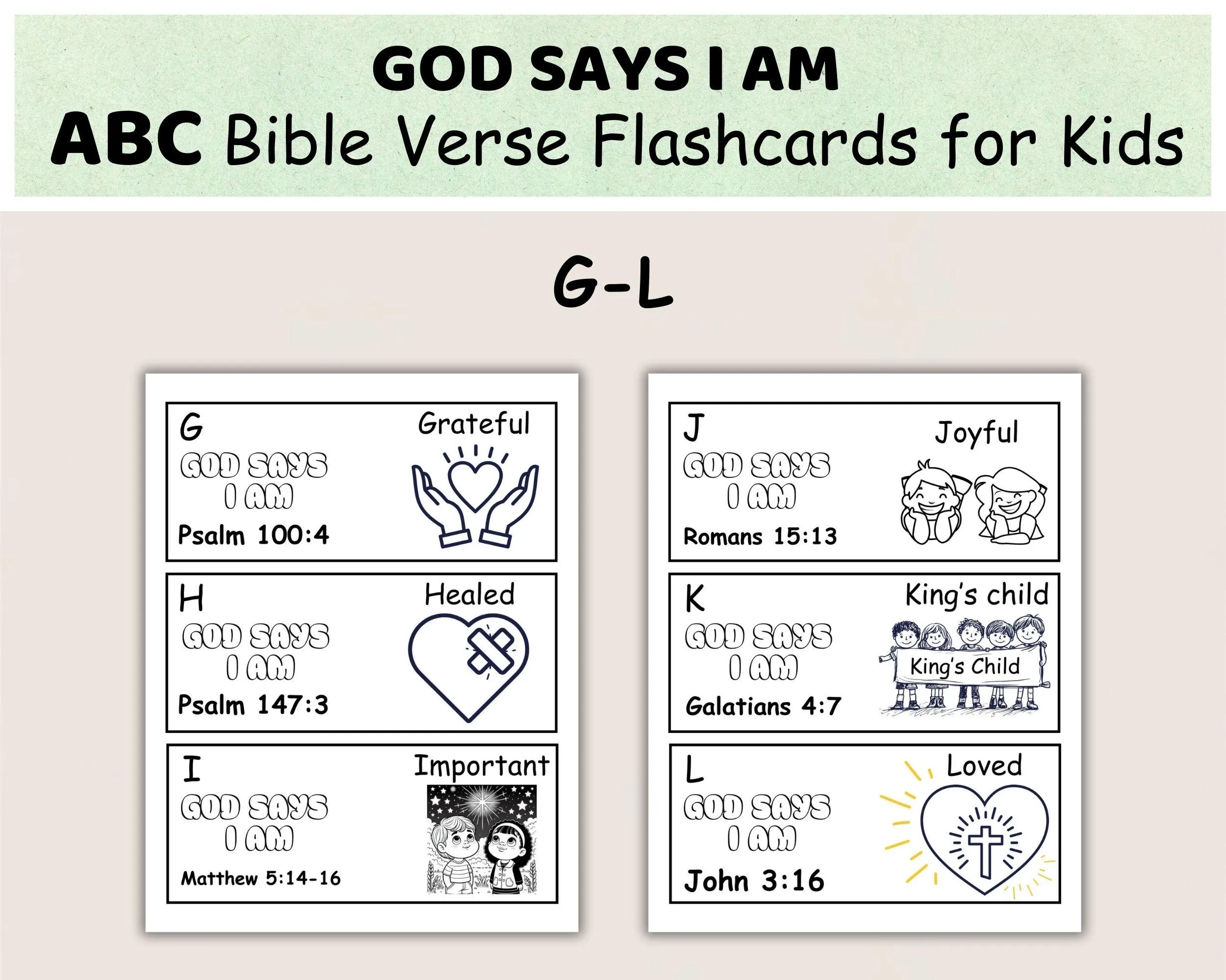 God Says I Am ABC Bible Verses Flash Cards For Kids Sunday School And Homeschool Activities Scripture Learning Memory For Children Etsy