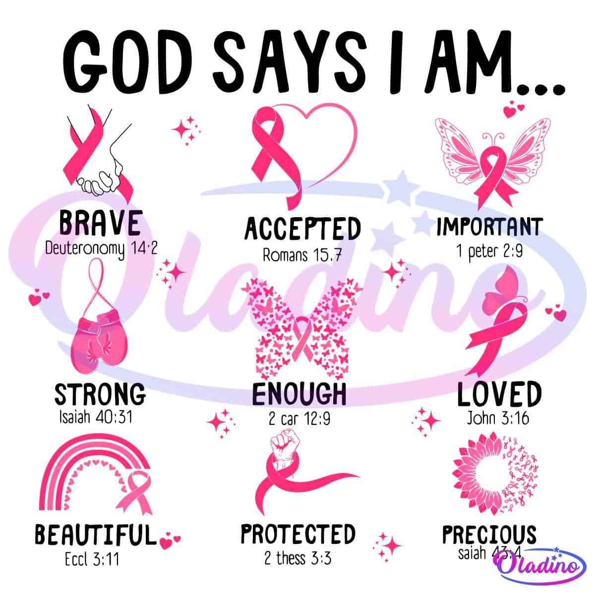 God Says I Am Breast Cancer Christian Bible Verse Svg Free Download