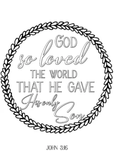 God So Loved The World Scripture Coloring Page A Divine Encounter Shop