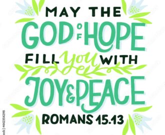 Hand Lettering Wth Bible Verse May The God Off Hope Fill You With Joy Nd Peace Biblical Background Christian Poster Testament Scripture Print Card Modern Calligraphy Motivational Quote Psalm Stock Vector