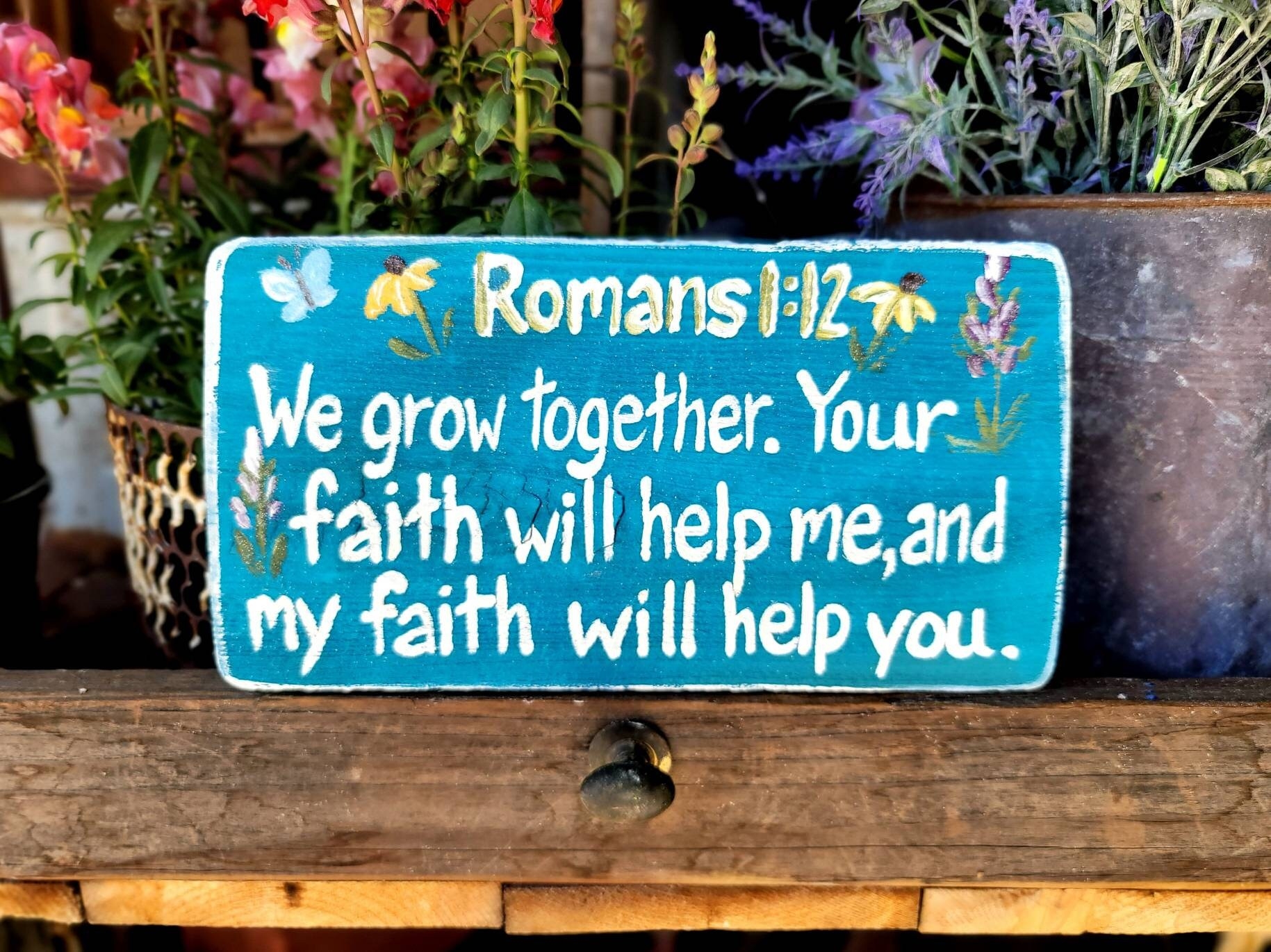 Hand painted Bible Verse Garden Sign Personalized Scripture Quote Etsy