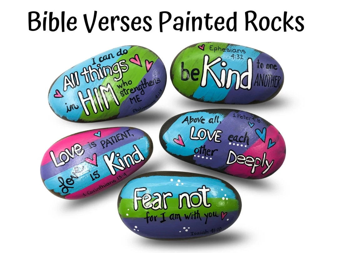 Hand painted Bible Verse Stone Scripture Quote Spiritual Gift Etsy