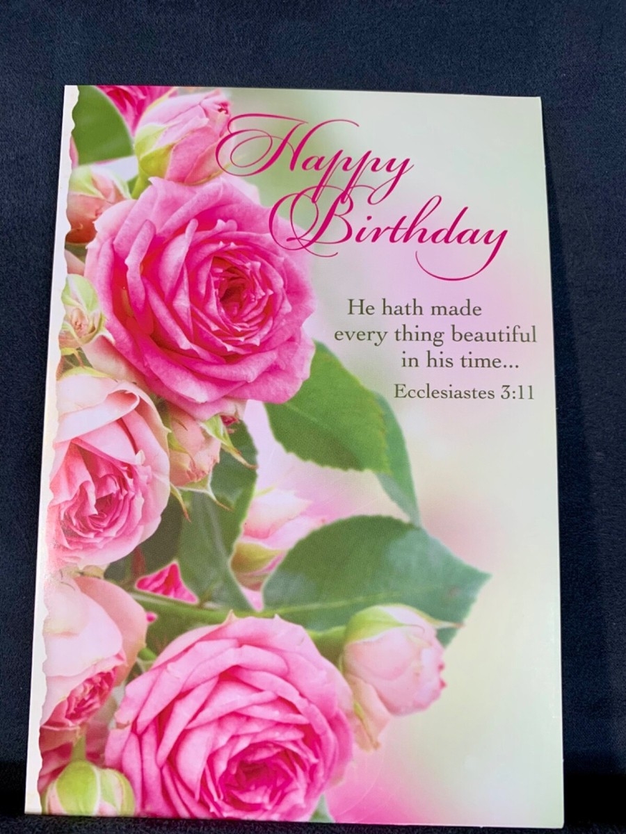 Happy Birthday Card Bible Verse Sweet Roses EBay