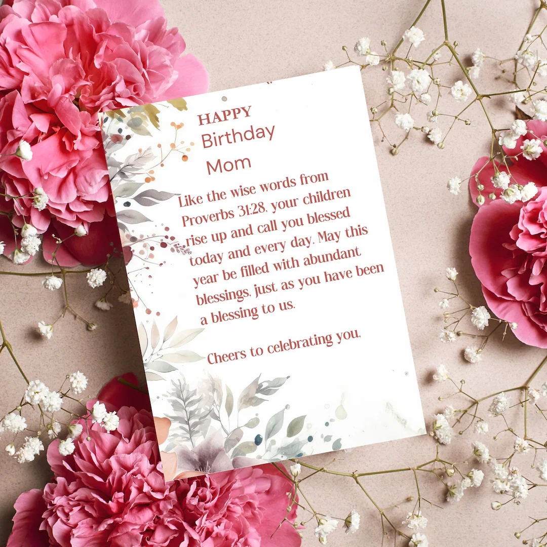 Happy Birthday Mom Proverbs 31 28 Card Printable Spiritual Birthday Greeting Christian Mom Birthday Gift Idea Religious Mom Gift For Her Etsy