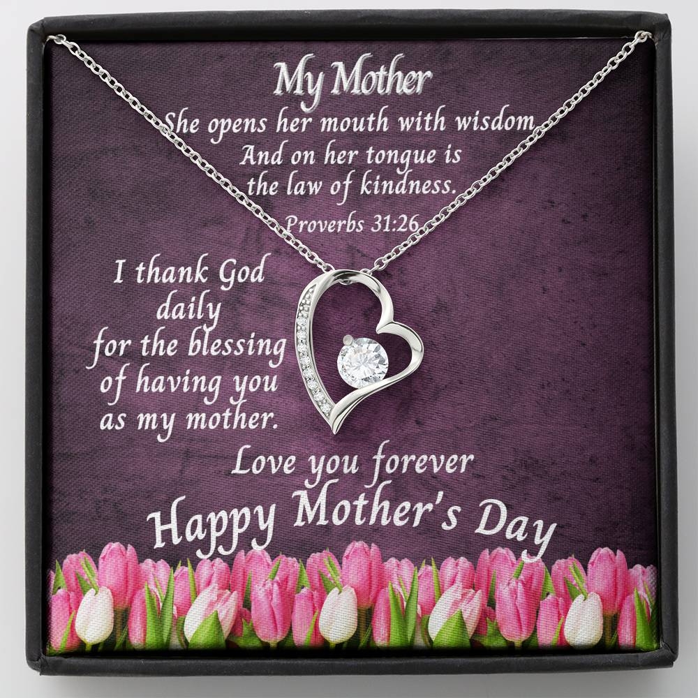 Heart Necklace My Mother Bible Verse Proverbs 31 26 Inspirational Expressions