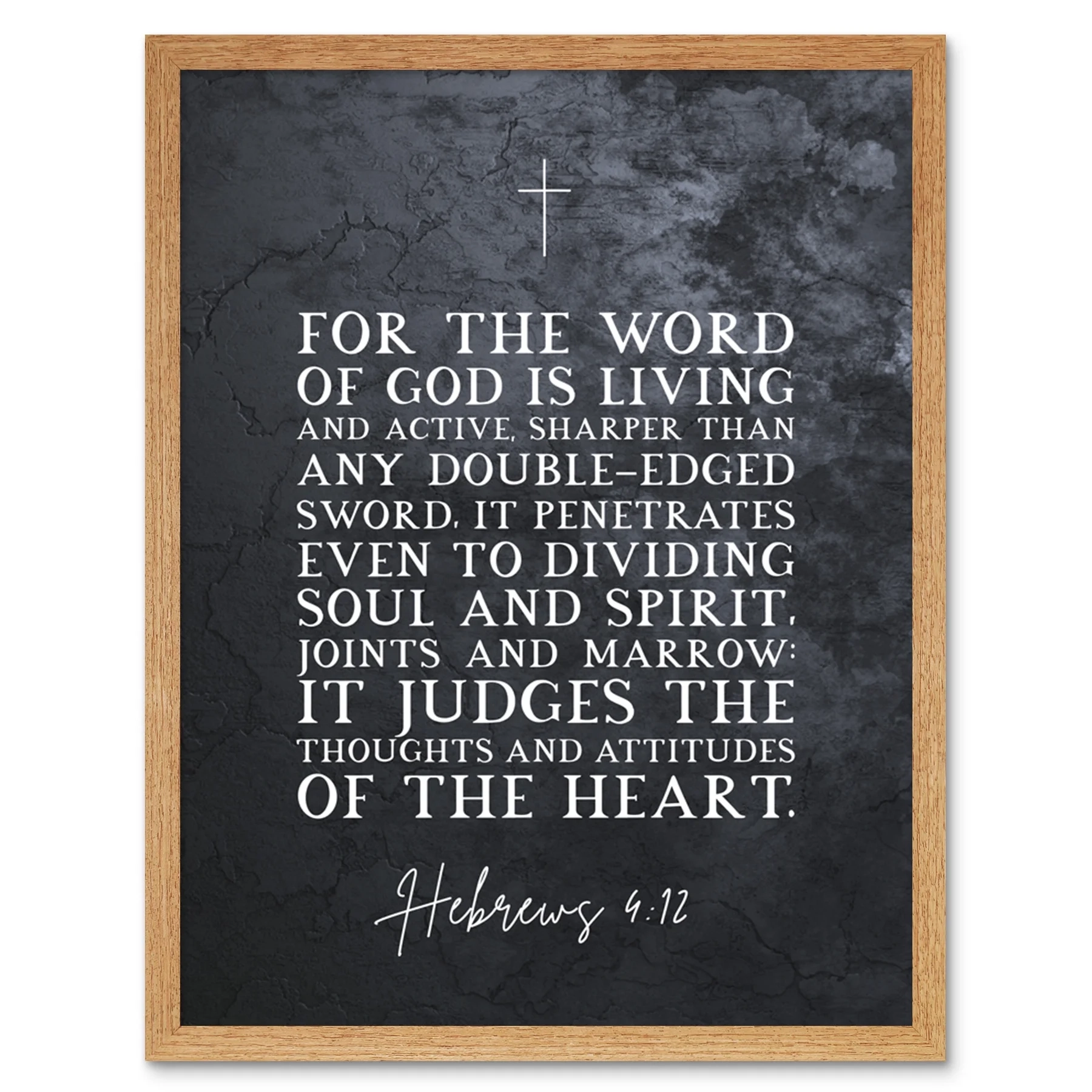 Hebrews 4 12 The Word Of God Is Living And Active Christian Bible Verse Quote Scripture Typography Art Print Framed Poster Wall Decor 12x16 Inch Walmart