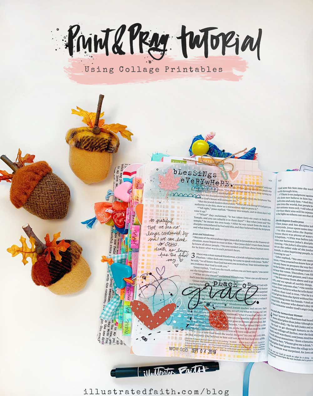 Hybrid Print And Pray Bible Journaling Using Collage Printables John 3 Illustrated Faith