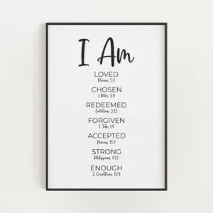 I Am Bible Verse Affirmations Printable Wall Art Positive Christian Scripture Affirmations Digital Print Neutral Christian Nursery Decor Etsy Canada