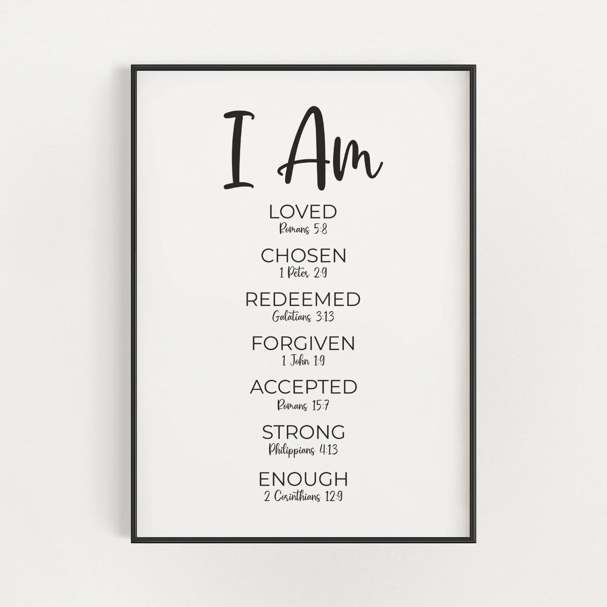 I Am Bible Verse Affirmations Printable Wall Art Positive Christian Scripture Affirmations Digital Print Neutral Christian Nursery Decor Etsy Canada