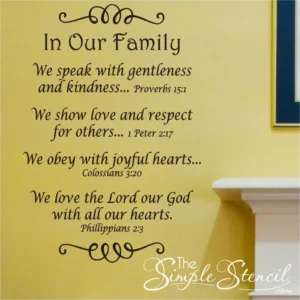 In Our Family Bible Verse Wall Decal The Simple Stencil