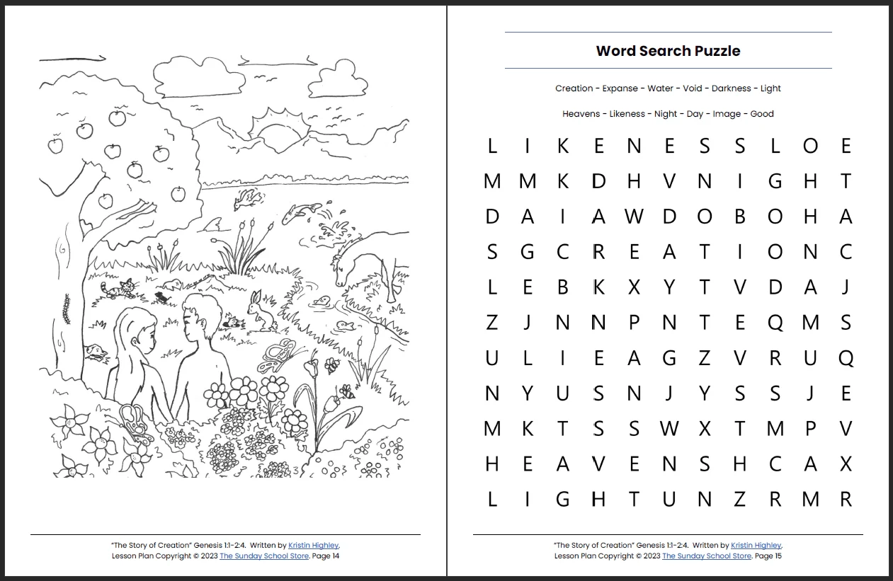 In The Beginning God Created Genesis 1 1 2 4 Printable Bible Lesson Sunday School Store