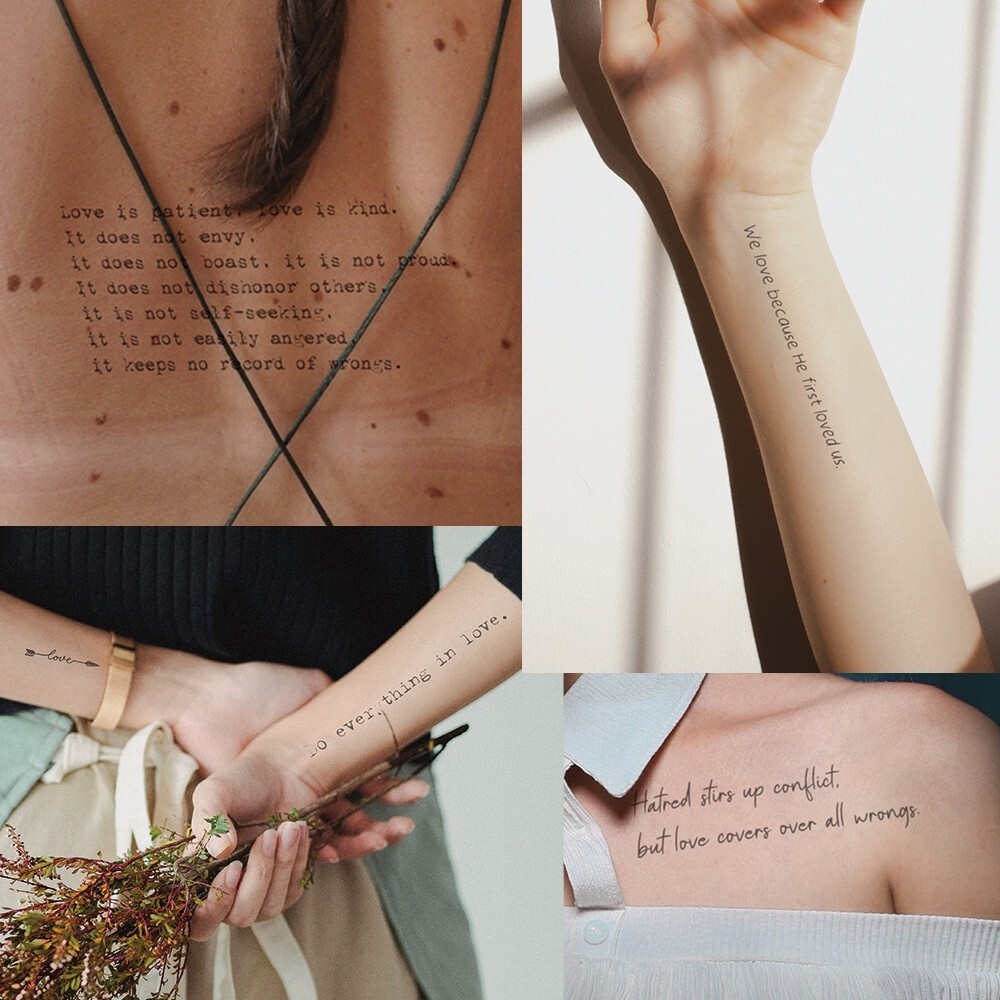 Inspirational Christian Quotes Bible Verses Temporary Tattoos About Love 2 Pcs EBay