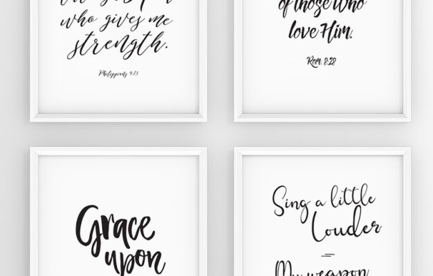 Instant Download 5 x7 Inspirational Bible Verse Signs Printable Brave Creative Design