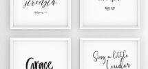 Instant Download 5 x7 Inspirational Bible Verse Signs Printable Brave Creative Design