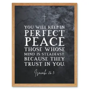 Isaiah 26 3 Perfect Peace They Trust In You Christian Bible Verse Quote Scripture Typography Art Print Framed Poster Wall Decor 12x16 Inch Walmart