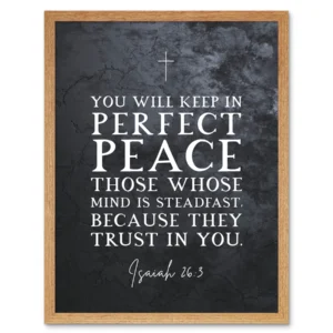 Isaiah 26 3 Perfect Peace They Trust In You Christian Bible Verse Quote Scripture Typography Art Print Framed Poster Wall Decor 12x16 Inch Walmart Business Supplies