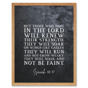Isaiah 40 31 Those Who Hope In The Lord Will Renew Their Strength Christian Bible Verse Quote Scripture Typography Art Print Framed Poster Wall Decor 12x16 Inch Walmart