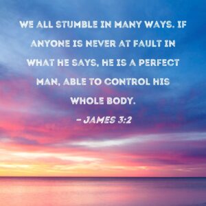 James 3 2 We All Stumble In Many Ways If Anyone Is Never At Fault In What He Says He Is A Perfect Man Able To Control His Whole Body