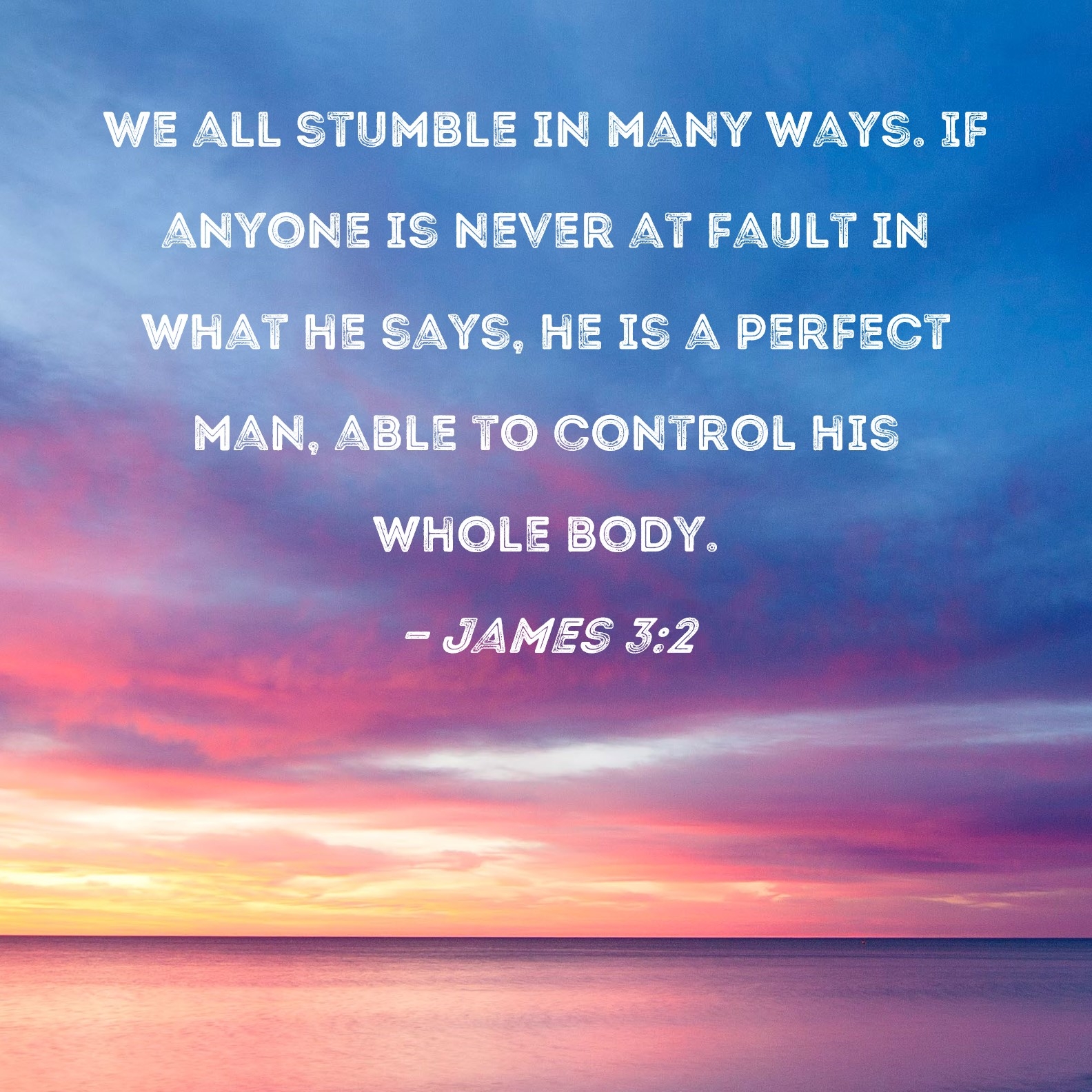 James 3 2 We All Stumble In Many Ways If Anyone Is Never At Fault In What He Says He Is A Perfect Man Able To Control His Whole Body 