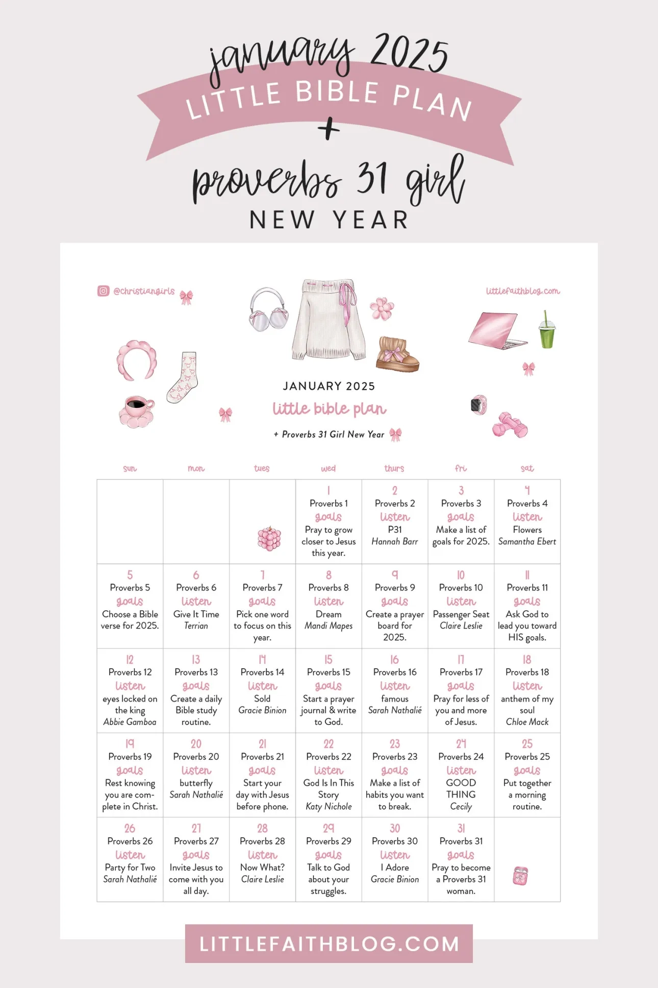 January 2025 Little Bible Plan Proverbs 31 Girl New Year Little Faith Blog