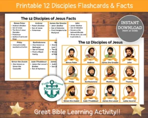 Jesus 12 Disciples Flashcards Bible Facts Learning PDF Pattern Etsy