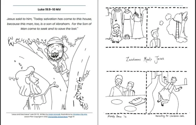 Jesus And Zacchaeus Luke 19 1 10 Printable Bible Lesson Sunday Sch Sunday School Store