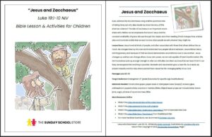 Jesus And Zacchaeus Luke 19 1 10 Printable Bible Lesson Sunday Sch Sunday School Store