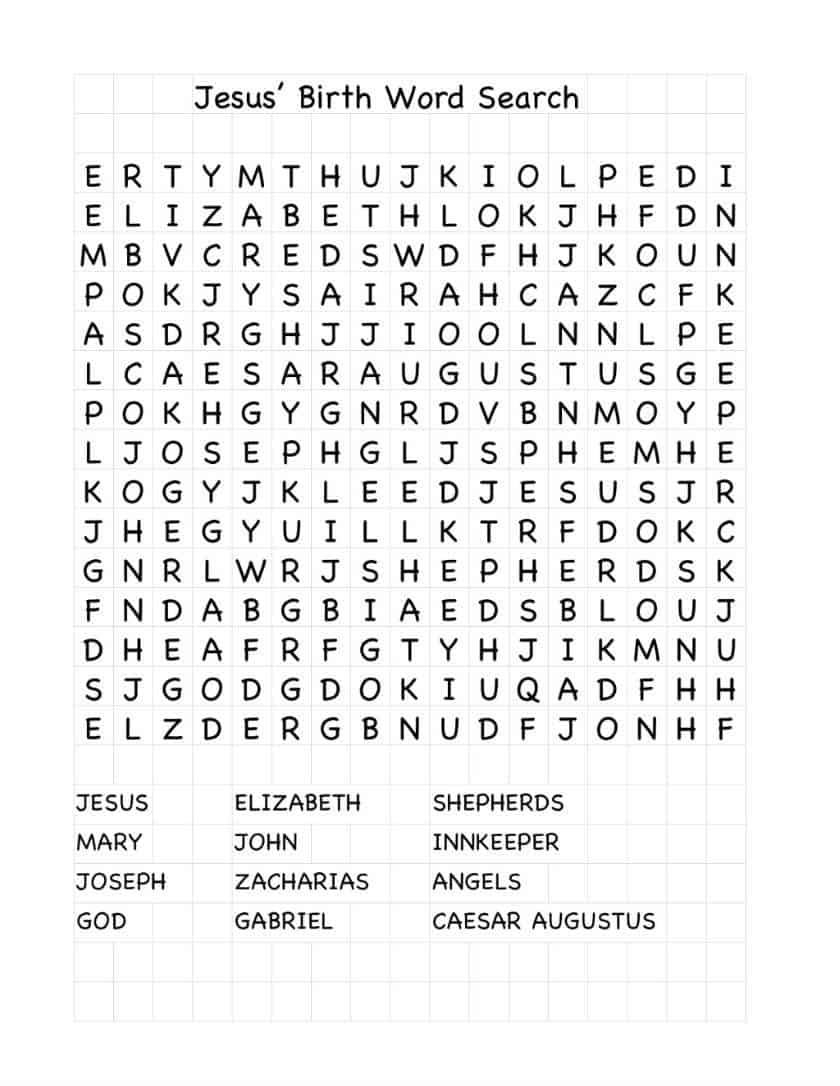 Word Search Bible Printable