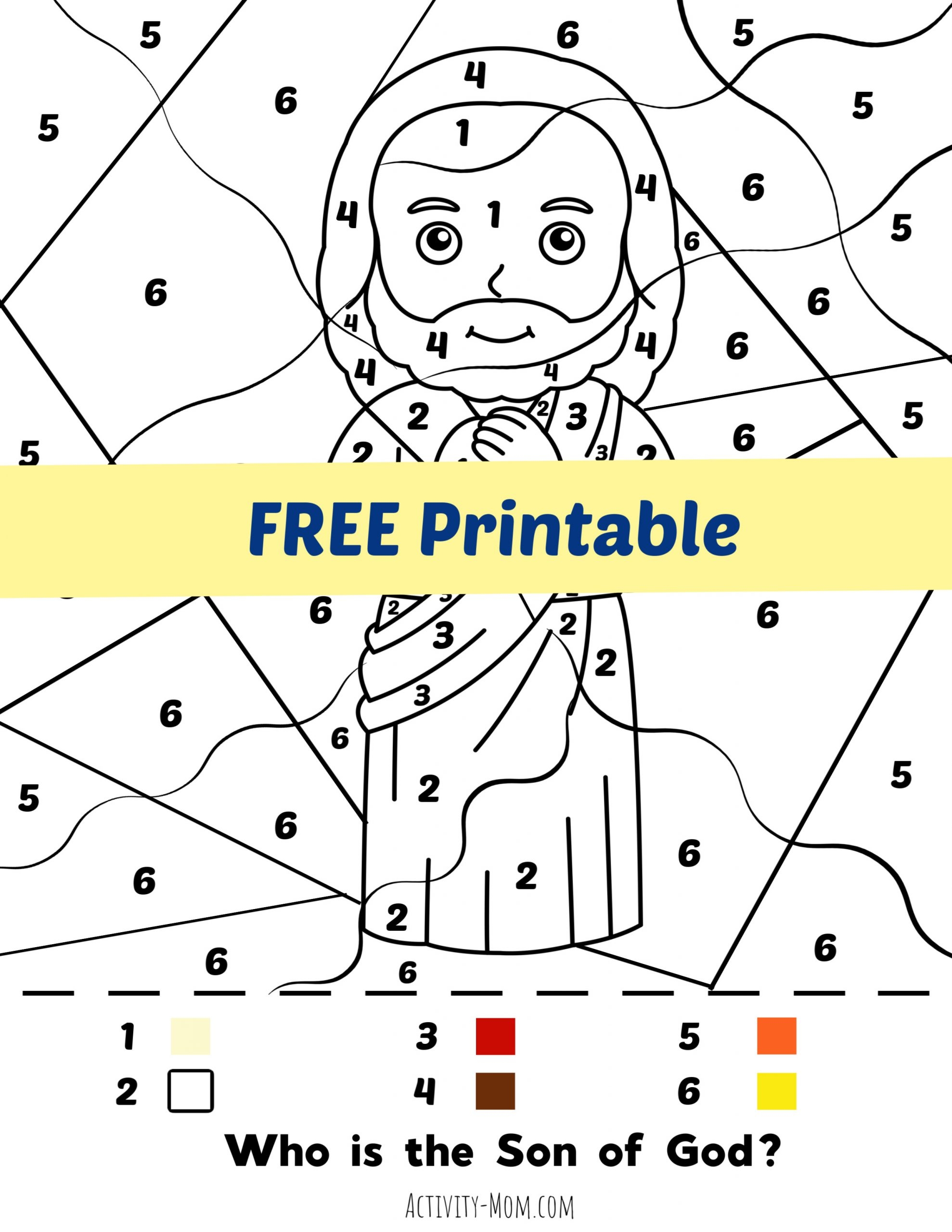 Jesus Color By Number Free Printable The Activity Mom