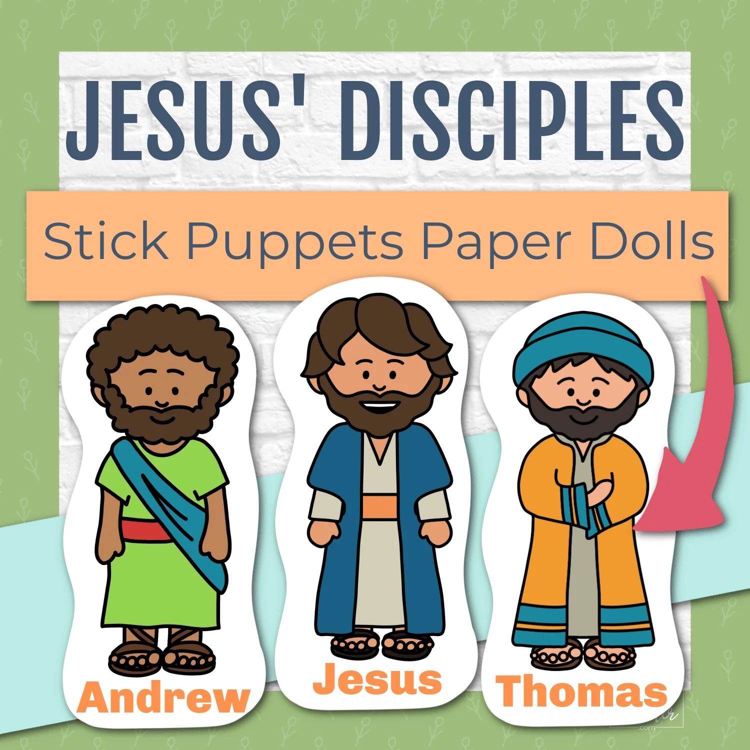 Jesus Disciples Stick Puppets Jesus Disciples Stand Up Paper Dolls Kids Bible Teacher