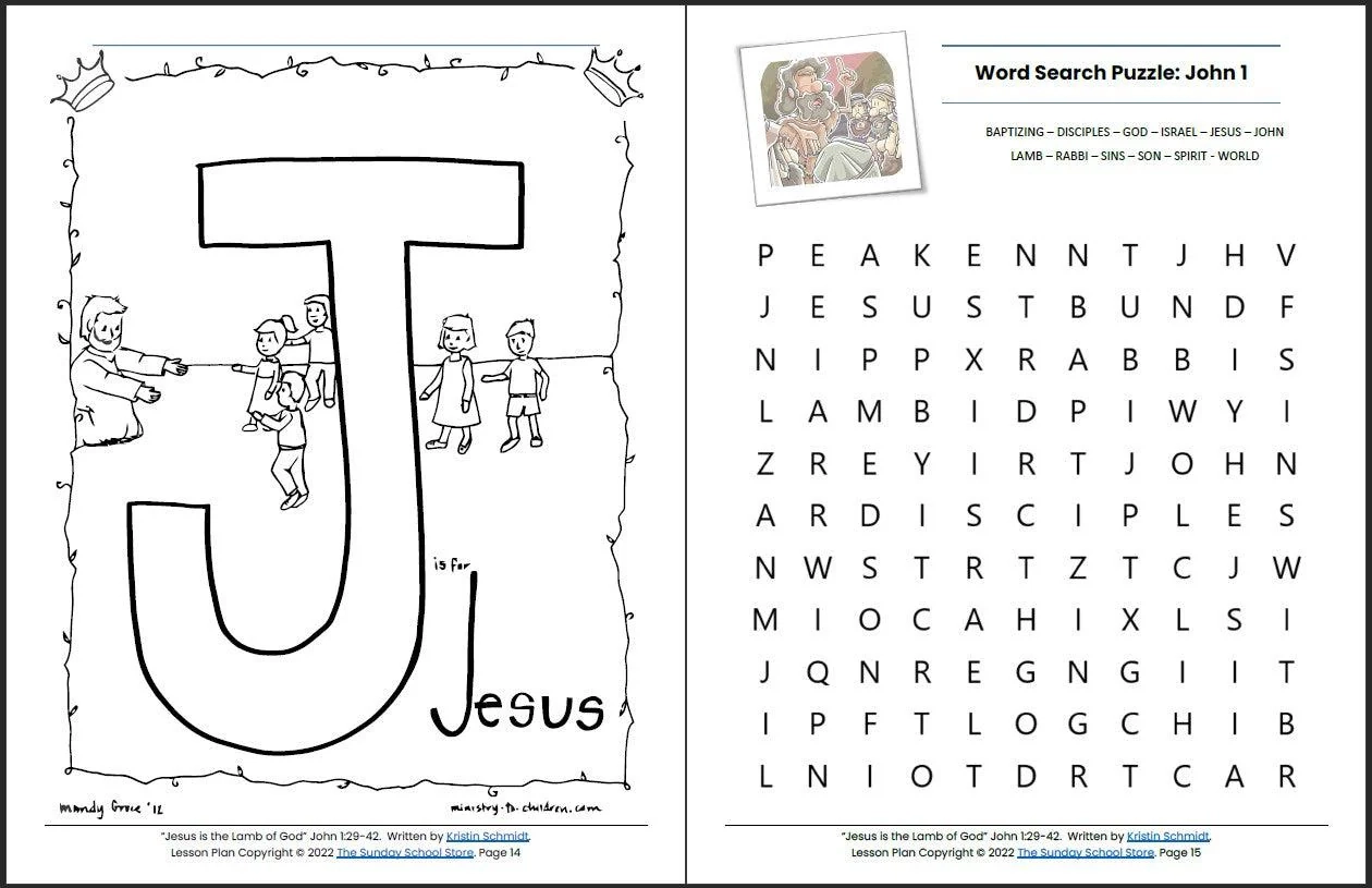Jesus Is The Lamb Of God John 1 29 42 Printable Bible Lesson Sunda Sunday School Store