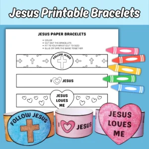 Jesus Printable Paper Bracelets Craft For Kids Sunday School Bible Lesson Activity Christian Faith based Wristband Coloring Craft For Church Etsy