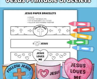 Jesus Printable Paper Bracelets Craft For Kids Sunday School Bible Lesson Activity Christian Faith based Wristband Coloring Craft For Church Etsy